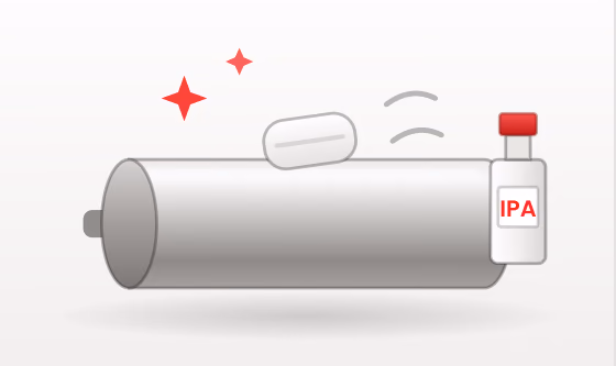 Wiping a plate cylinder with a cloth and IPA